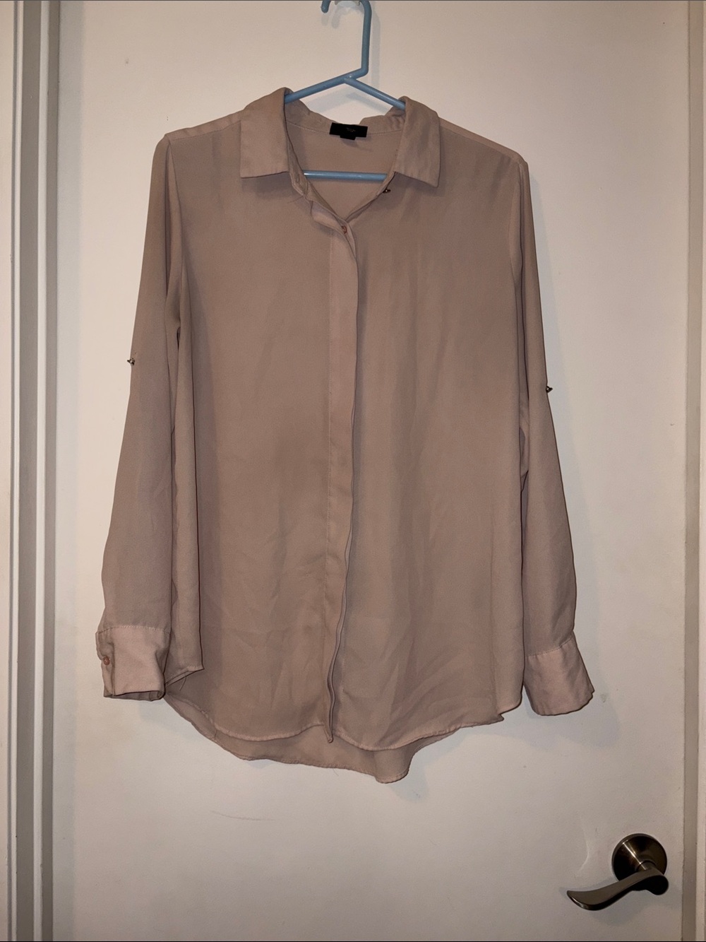 Mossimo Supply Co. Pink Sheer Collared Blouse